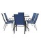 Emma and Oliver Seven Piece Patio Table Set with Metal Table with Tempered Glass Top and 6 Flex Comfort Stacking Chairs
